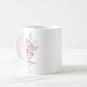 Mug Personalized Birth Flower Pink Rose Custom (Devant gauche)