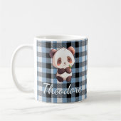 Mug Personalized Blue Plaid Panda (Gauche)