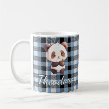 Personalized Blue Plaid Panda