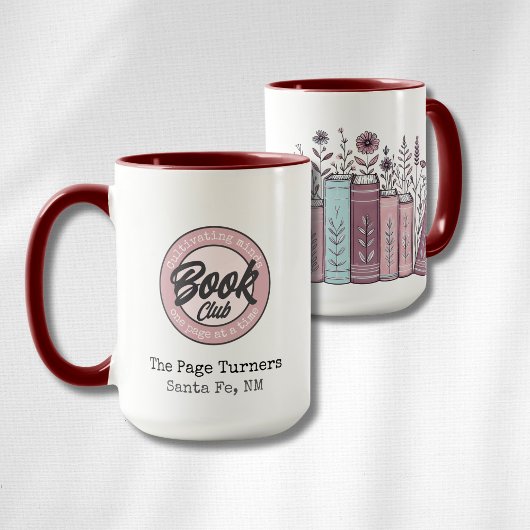 Mug Personalized Book Club Logo & Floral