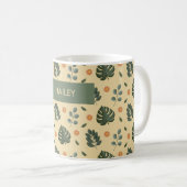 Mug Personalized Botanical Name Cream and Sage Green (Devant droit)