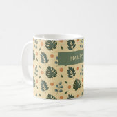Mug Personalized Botanical Name Cream and Sage Green (Devant gauche)