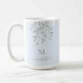 Mug Personalized Botanical Watercolor Monogram Blue (Gauche)