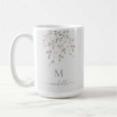 Mug Personalized Botanical Watercolor Monogram Gray (Gauche)