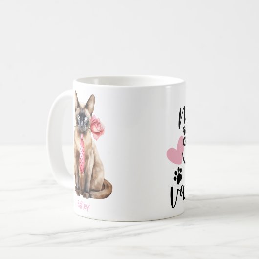 Mug Personalized Burmese Cat Valentine's Day (Devant gauche)