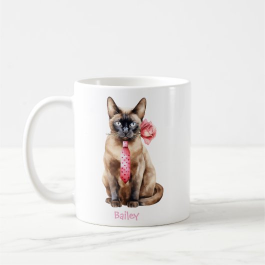 Mug Personalized Burmese Cat Valentine's Day (Gauche)