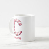 Mug Personalized Candy Cane Monogram Christmas C (Devant gauche)