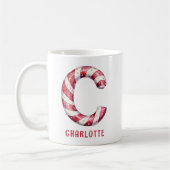 Mug Personalized Candy Cane Monogram Christmas C (Gauche)