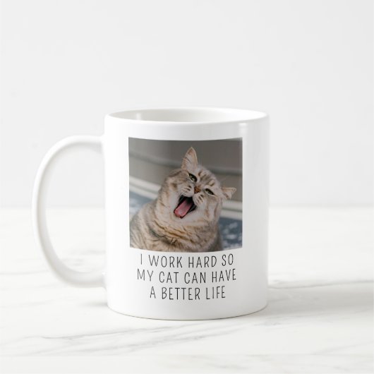 Mug Personalized Cat Photo Custom Caption Funny Pet (Gauche)