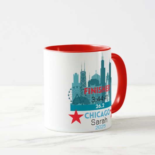 Mug Personalized Chicago Marathon 2025 Gift For Runner (Devant droit)