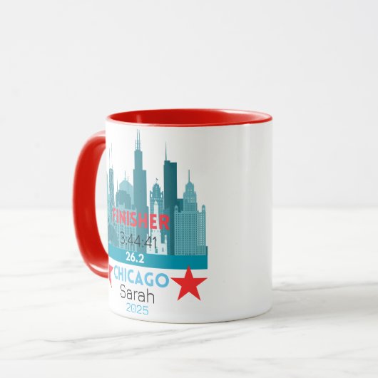 Mug Personalized Chicago Marathon 2025 Gift For Runner (Devant gauche)