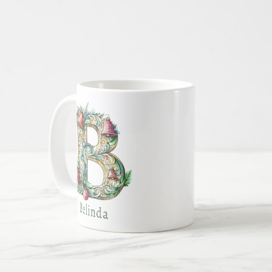 Mug Personalized Christmas B Initial Monogram (Devant gauche)