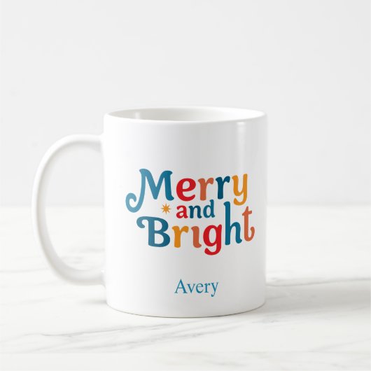 Mug Personalized Christmas Colorful merry and bright (Gauche)
