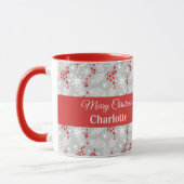 Mug Personalized Christmas Foliage Pattern Custom Name (Gauche)