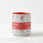 Mug Personalized Christmas Foliage Pattern Custom Name (Centre)