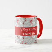 Mug Personalized Christmas Foliage Pattern Custom Name (Devant droit)