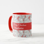 Mug Personalized Christmas Foliage Pattern Custom Name (Devant gauche)
