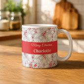 Mug Personalized Christmas Foliage Pattern Custom Name