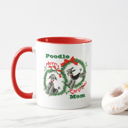 Mug Personalized Christmas Gift for Poodle Dog Owner (Avec donut)