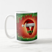 Mug Personalized Christmas Monogram V with Santa Hat (Gauche)