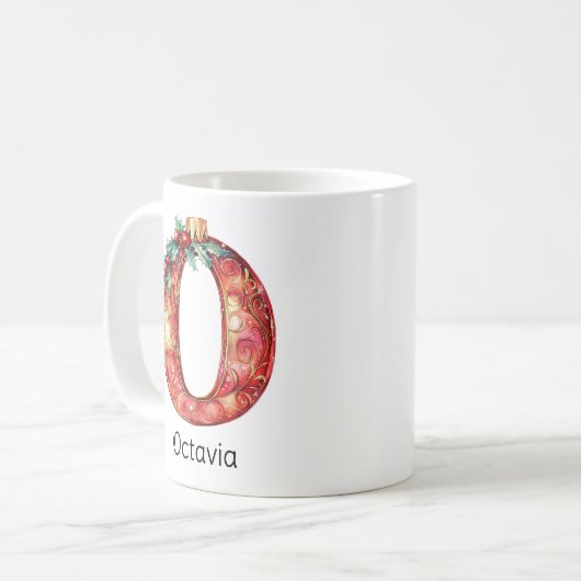 Mug Personalized Christmas Ornament Monogram O (Devant gauche)