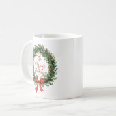 Mug Personalized Christmas Wreath Family Name Holiday (Devant gauche)