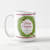 Mug Personalized Christmas Wreath Merry Christmas (Gauche)