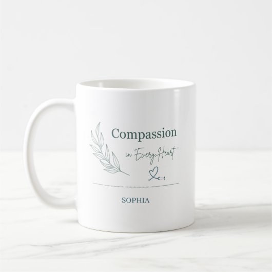 Mug Personalized Compassion in Every Heart Botanical (Gauche)