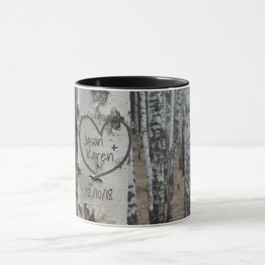 Mug Personalized Country Rustic Carved Heart (Centre)