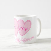 Mug Personalized Couple Hearts Romantic Floral Name  (Devant droit)
