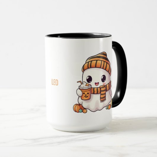 Mug Personalized Cozy Ghost and Pumpkin Spice Autumn M (Devant droit)