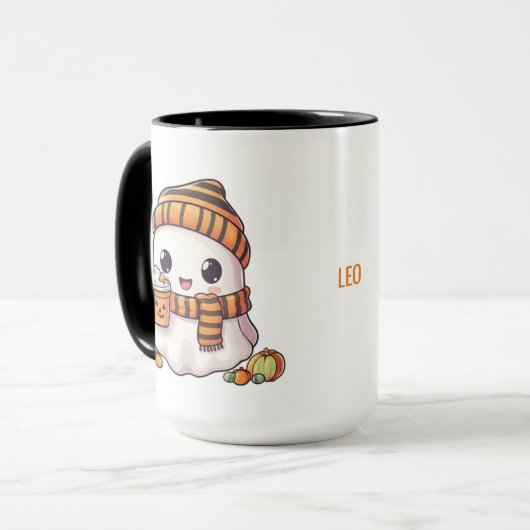 Mug Personalized Cozy Ghost and Pumpkin Spice Autumn M (Devant gauche)