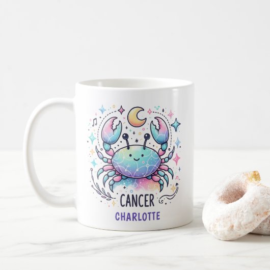 Mug Personalized Cute Cancer Zodiac Crab Astrology (Avec donut)