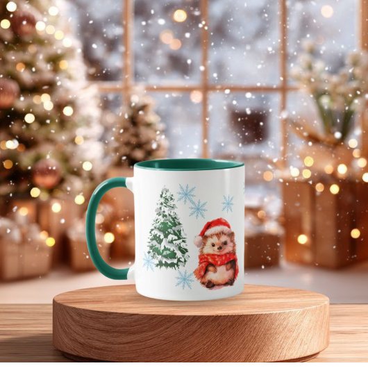 Mug  Personalized Cute Christmas Hedgehog Coff Custom 