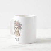 Mug Personalized Cute Floral Sloth with Flower Crown   (Devant gauche)