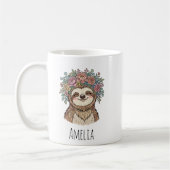 Mug Personalized Cute Floral Sloth with Flower Crown   (Gauche)