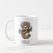Mug Personalized Cute Floral Sloth with Flower Crown   (Gauche)
