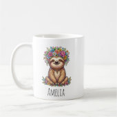 Mug Personalized Cute Floral Sloth with Flower Crown   (Gauche)