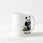 Mug Personalized Cute Panda Bear With Greenery Bamboo (Devant droit)