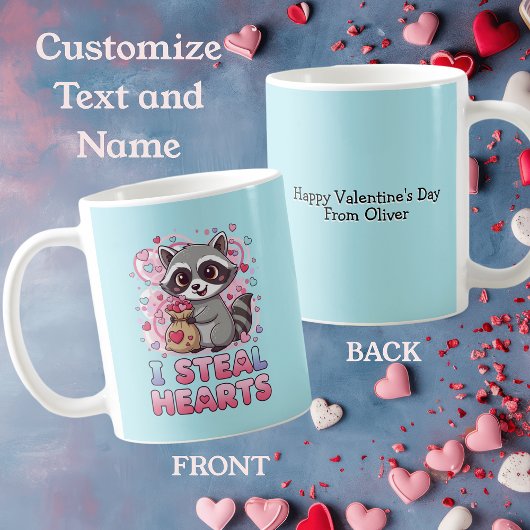 Mug Personalized Cute Raccoon Valentine's Day