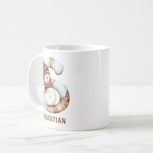 Mug Personalized Cute Snowman Monogram S Christmas (Devant gauche)