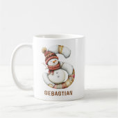 Mug Personalized Cute Snowman Monogram S Christmas (Gauche)