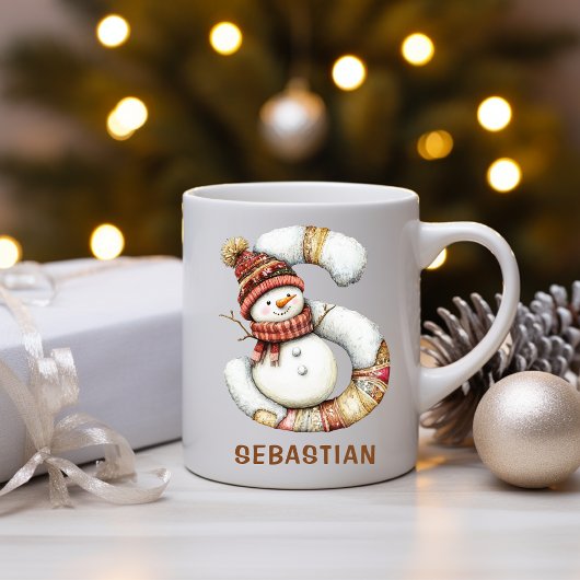 Mug Personalized Cute Snowman Monogram S Christmas