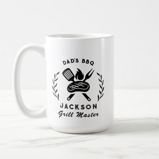Mug Personalized Dad's BBQ Barbeque Grill Master  (Gauche)
