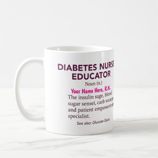 Mug Personalized Diabetes Nurse Educator Gift (Gauche)