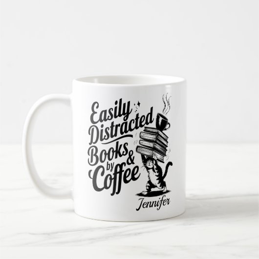 Mug Personalized Easily Distracted By Books & (Gauche)