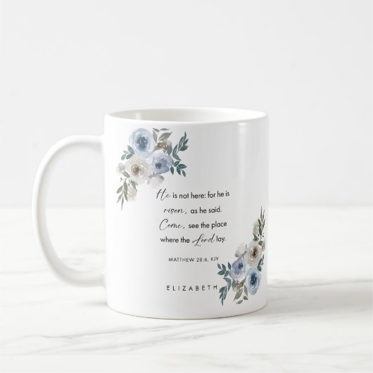 Mug Personalized Easter Bible Verse Matthew 28:6 (Gauche)