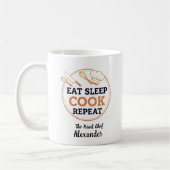 Mug Personalized Eat Sleep Cook Repeat Head Chef Quote (Gauche)