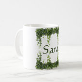 Mug Personalized Elegant Green Ivy Botanical Frame Cus (Devant gauche)
