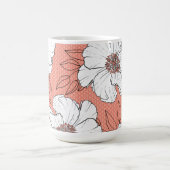 Mug Personalized Elegant White Florals on Coral (Centre)
